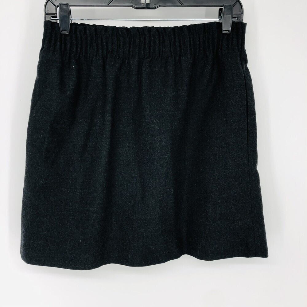 J Crew Charcoal Gray Wool City Mini Skirt 90289 Size 4 Preppy Elastic Waist High